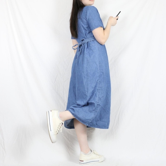 Vintage Embroidered Denim Dress - Picture 2 of 4